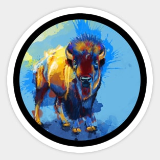 On the Plain - Bison Painting Sticker